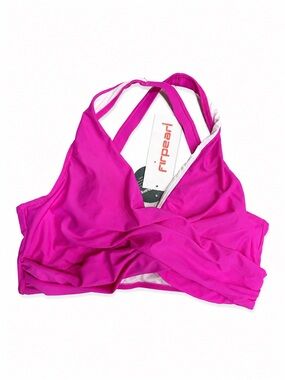 NWT Firpearl Hot Pink Wrap-Front Bikini Swim Top US Size 14 XL